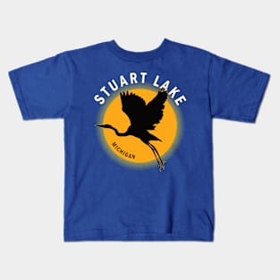 Stuart Lake in Michigan Heron Sunrise Kids T-Shirt